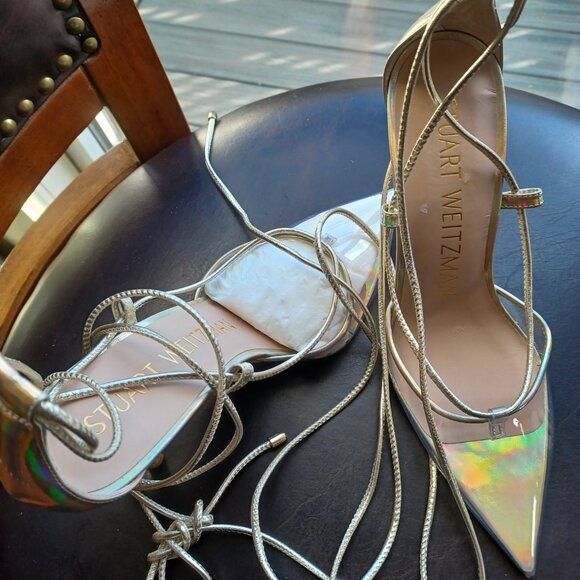 Stuart Weitzman Clear Wrap Around Heels 6 *New - Picture 3 of 6